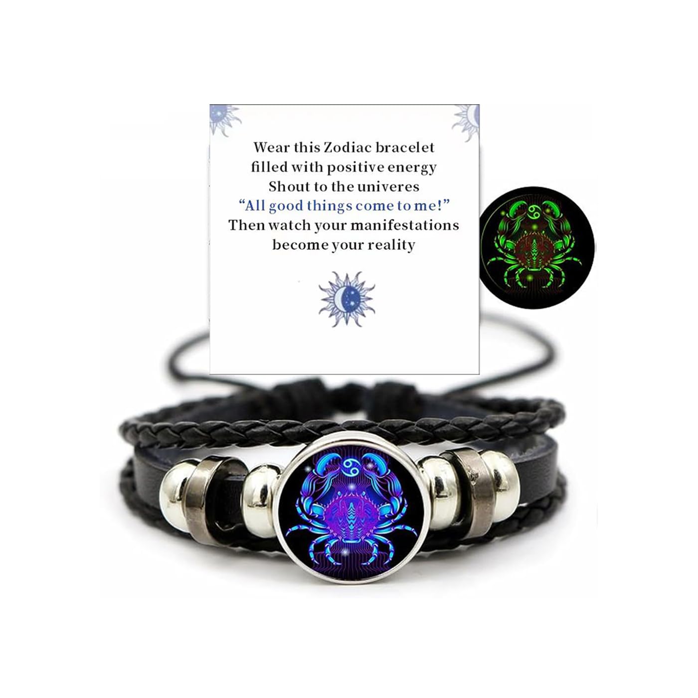 🔥Zodiac Constellation Black Leather Guardian Bracelet 🔥✅